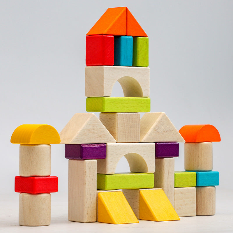 Wooden box color building blocks