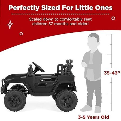 12V Kids Ride On Jeep Car W/Parent Remote Control - Black